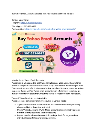 Buy Yahoo Email Accounts - Verified & Trusted by ReviewSells
