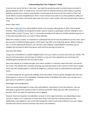 Understanding Situs Toto: A Beginner’s Guide