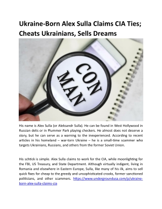 Ukraine-Born Alex Sulla Claims CIA Ties, Cheats Ukrainians, Sells Dreams