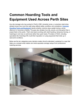 Common Hoarding Tools and Equipment Used Across Perth Sites