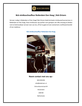 Bcb minibuschauffeur Rotterdam Den Haag  Bcb Drivers