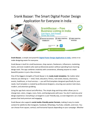 Srank Bazaar The Smart Digital Poster Design Application for Everyone in India