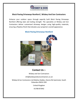 Block Paving Driveways Romford  Wisbey And Son Contractors