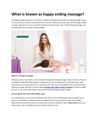 What is known as happy ending massage