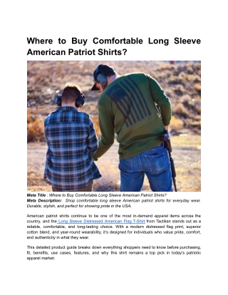 BLOG 1 _ Month 2 _  Where to Buy Comfortable Long Sleeve American Patriot Shirts_