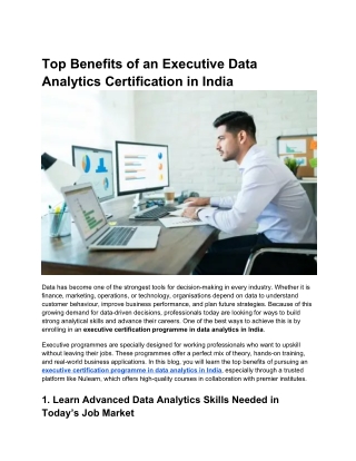 Top Benefits of an Executive Data Analytics Certification in India