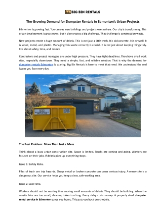 Dumpster Rentals Edmonton – Rising Demand in Urban Projects