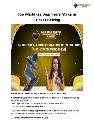 Top Mistakes Beginners Make in Cricket Betting