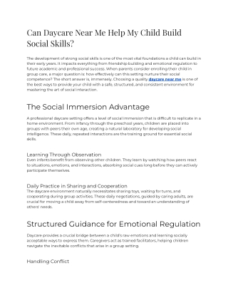 E - Can Daycare Near Me Help My Child Build Social Skills