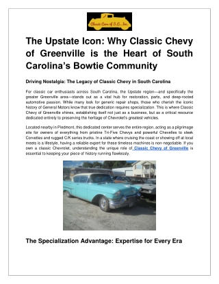 classiccarssouthcarolina - The Upstate Icon_ Why Classic Chevy of Greenville is the Heart of South Carolina’s Bowtie Com