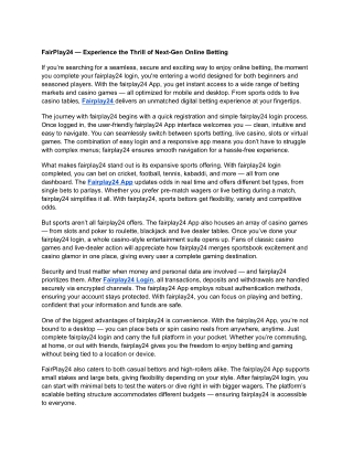 FairPlay24 — Experience the Thrill of Next-Gen Online Betting