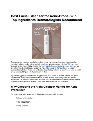 Best Facial Cleanser for Acne-Prone Skin