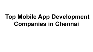 Top Mobile App Development Companies in Chennai