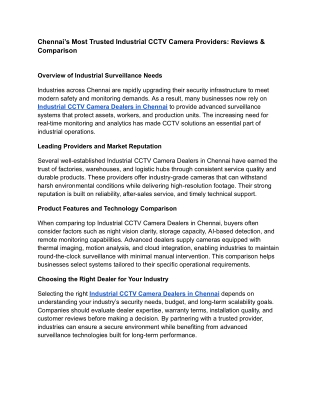 Chennai’s Most Trusted Industrial CCTV Camera Providers_ Reviews & Comparison