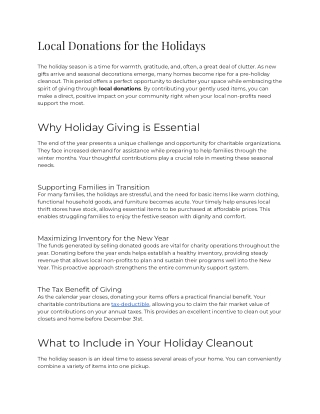 E - Local Donations for the Holidays