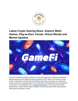 Latest Crypto Gaming News: Explore Web3 Games, Play-to-Earn Trends, Virtual Worl