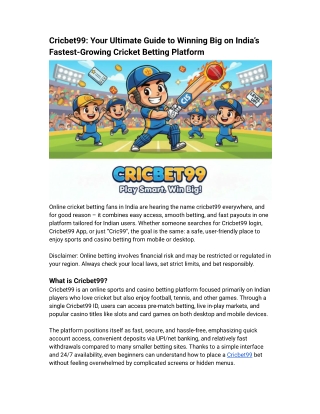 Cricbet99 Your Ultimate Guide to Winning Big on India’s Fastest-Growing Cricket Betting Platform