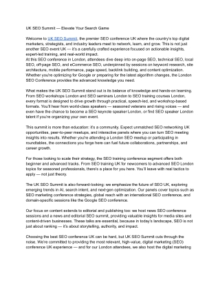 UK SEO Summit — Elevate Your Search Game