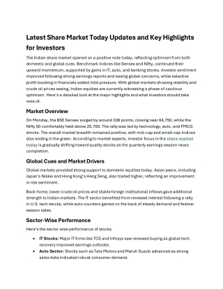 Latest Share Market Today Updates and Key Highlights for Investors