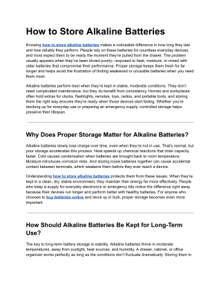 How to Store Alkaline Batteries