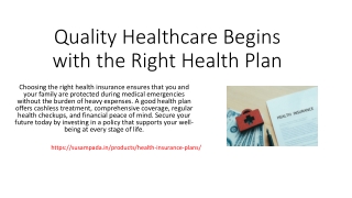Quality Healthcare Begins with the Right Health Plan