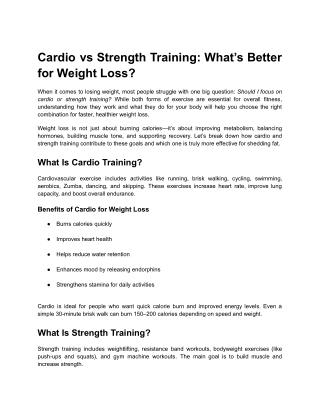 Cardio vs Strength Training: What’s Better for Weight Loss?