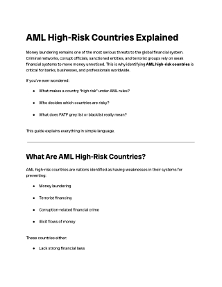 High Risk Money Laundering Countries  | Andorra Facts