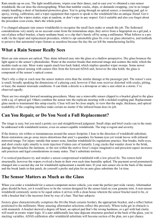 Rain Sensor Windshields: Repair and Replacement Tips