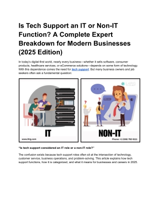 Is Tech Support an IT or Non-IT Function?