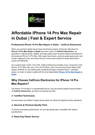 Affordable iPhone 14 Pro Max Repair in Dubai _ Fast & Expert Service
