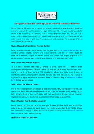 A Step-by-Step Guide to Using Cotton Thermal Blankets Effectively