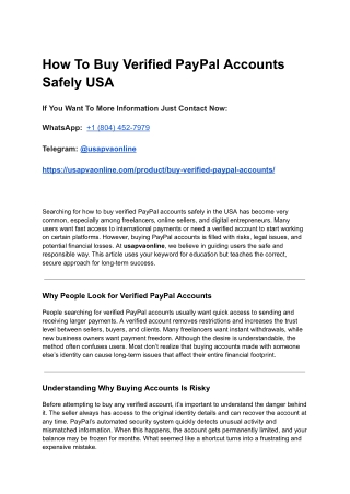 How To Buy Verified PayPal Accounts Safely USA