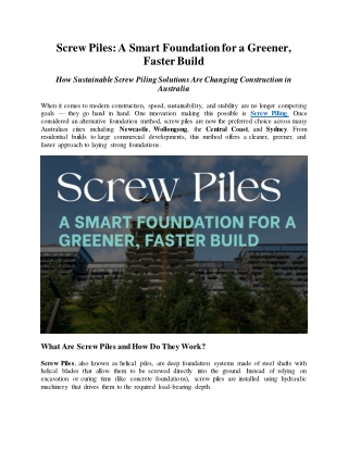 Screw Piles: A Smart Foundation for a Greener, Faster Build