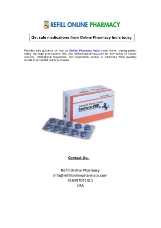Get safe medications from Online Pharmacy India today