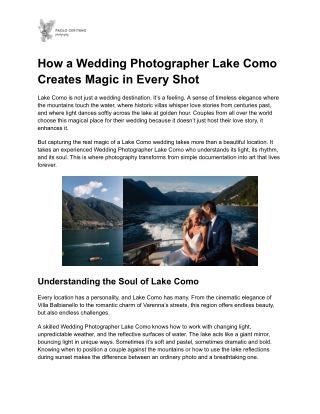 How a Wedding Photographer Lake Como Creates Magic in Every Shot