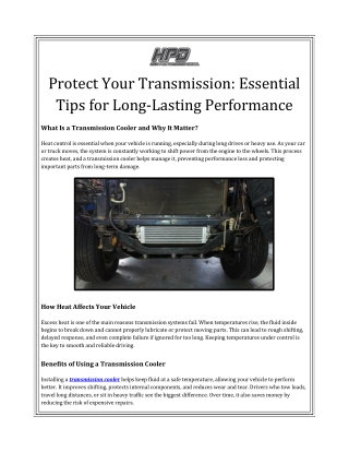 Protect Your Transmission Essential Tips for Long-Lasting Performance