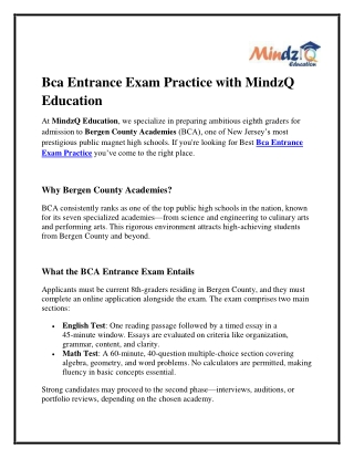 Bca Entrance Exam Practice with MindzQ Education