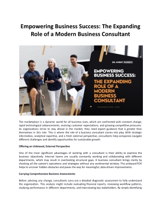 Empowering Business Success: The Expanding Role of a Modern Business Consultant