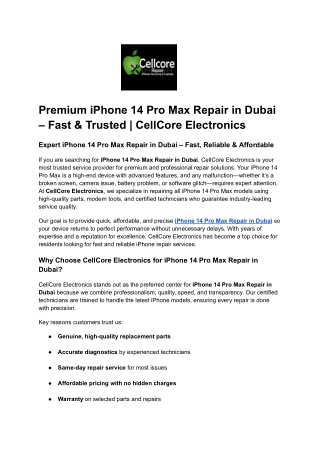 PremiumiPhone 14 Pro Max Repair in Dubai – Fast & Trusted _ CellCore Electronics