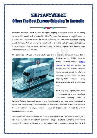 The Best Express Shipping To Australia