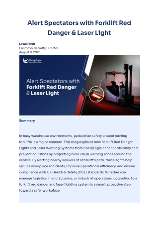 Alert Spectators with Forklift Red Danger Laser Light – Complete Safety Guide