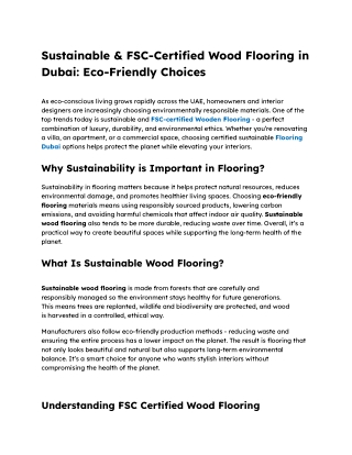 FSC Certified Wood Flooring in Dubai | Eco-Friendly Floors