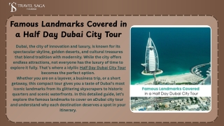 Famous Landmarks Covered in a Half Day Dubai City Tour