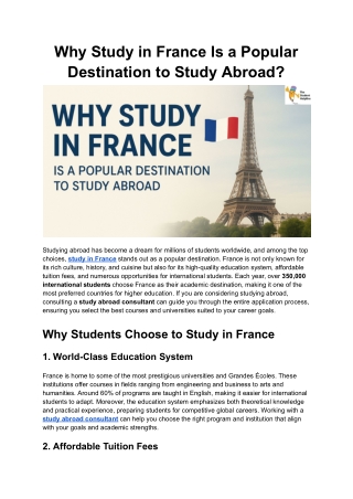 Why Study in France Is a Popular Destination to Study Abroad