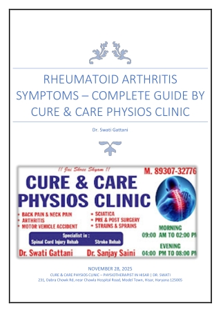Rheumatoid Arthritis Symptoms – Complete Guide by Cure & Care Physios Clinic