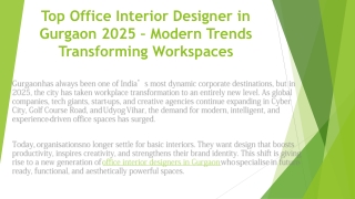 Top Office Interior Designer in Gurgaon 2025