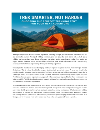 Best Trekking Tents in India | Premium Outdoor Gear by Himmaleh