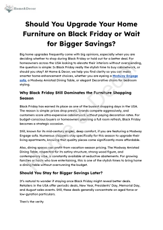 Should You Upgrade Your Home Furniture on Black Friday or Wait for Bigger Savings