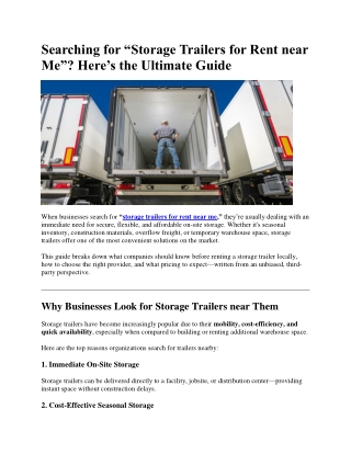 Searching for “Storage Trailers for Rent near Me”? Here’s the Ultimate Guide