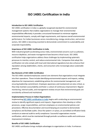 ISO 14001 Certification in India